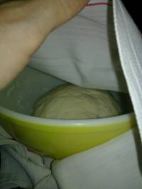 Quand la masse est lisse, on forme une boule que l'on place au centre du plat Quand la masse est lisse, on forme une boule que l'on place au centre du plat